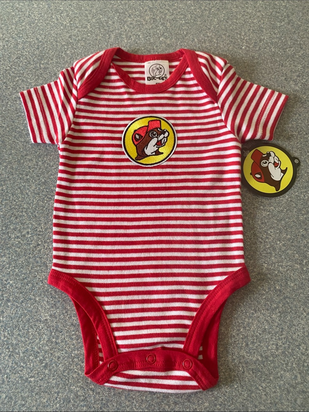 BUC-EE’S Red & White Striped Baby Onesie